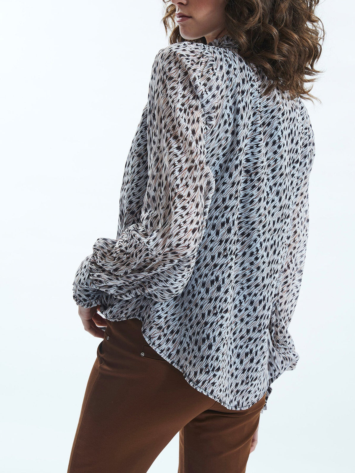 Printed Ruffle Detail Shirt