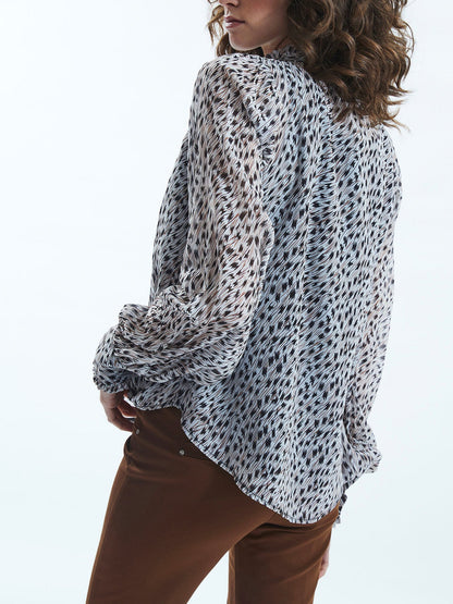 Printed Ruffle Detail Shirt