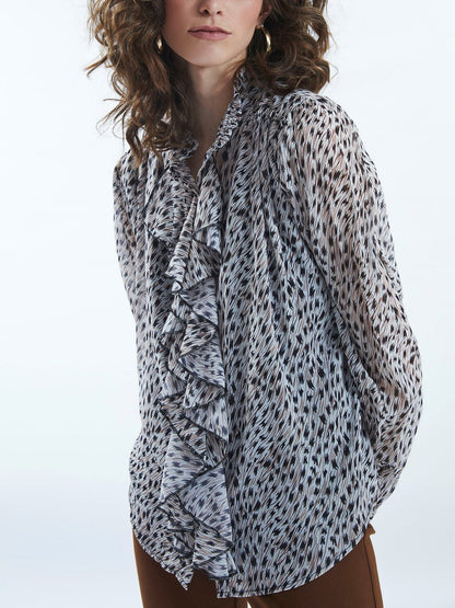 Printed Ruffle Detail Shirt