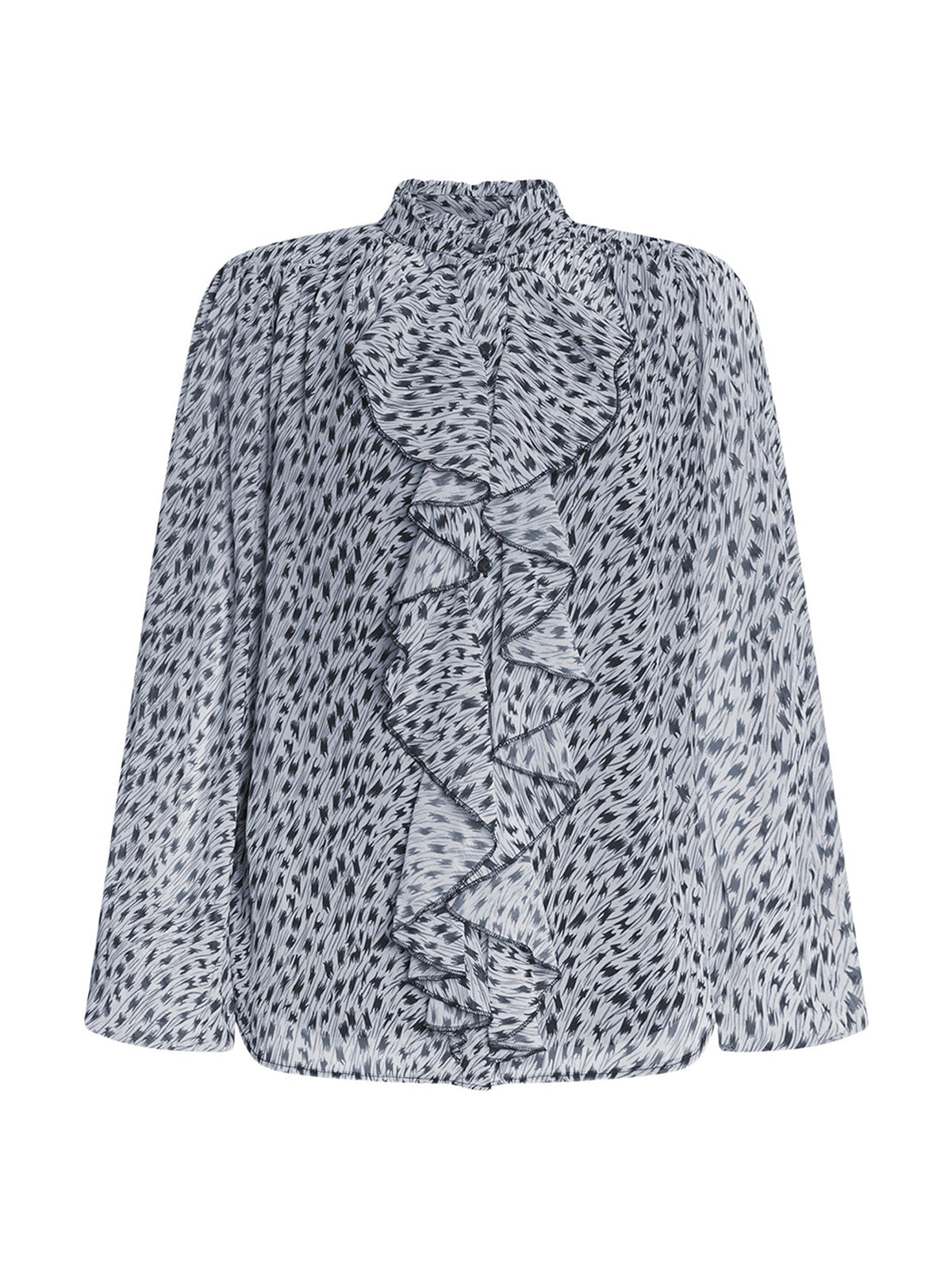 Printed Ruffle Detail Shirt