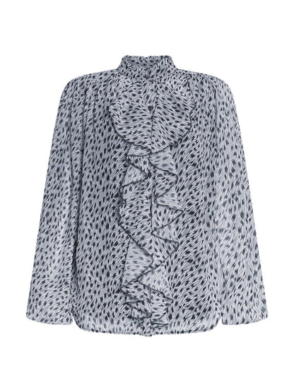 Printed Ruffle Detail Shirt