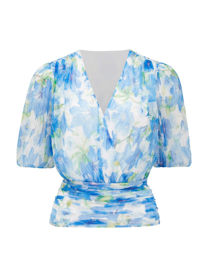 Wendall Wrap Front Plisse Top