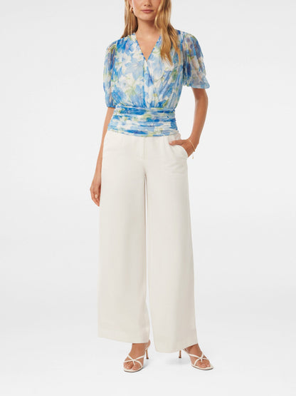 Wendall Wrap Front Plisse Top