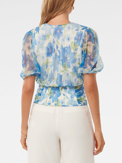 Wendall Wrap Front Plisse Top
