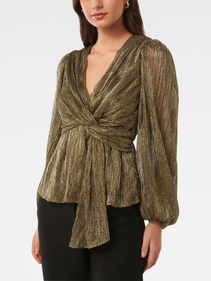 Cassidy Metallic Plisse Top