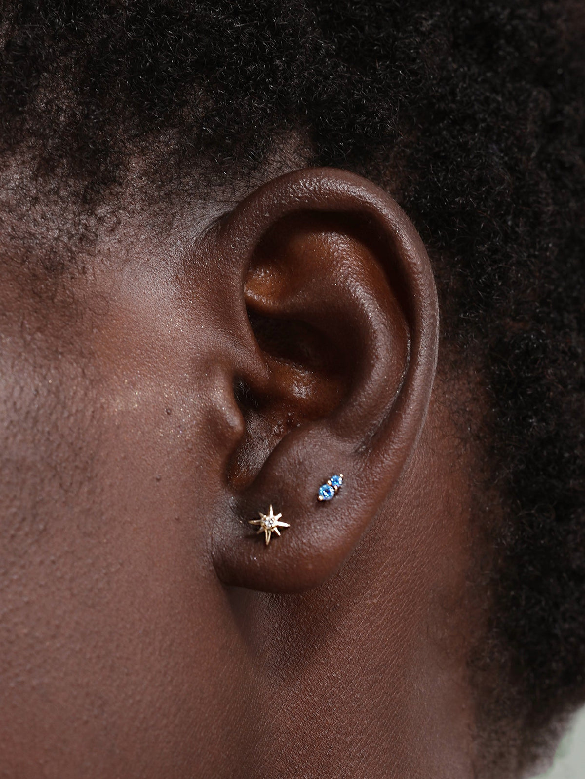 KOSINER 14K Solid Gold Dual Birthstone Flat Back Stud