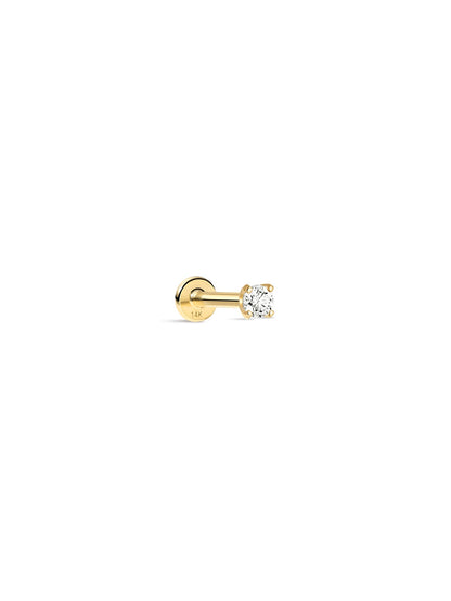 KOSINER 14K Solid Gold Minimalist 3MM Flat Back Stud
