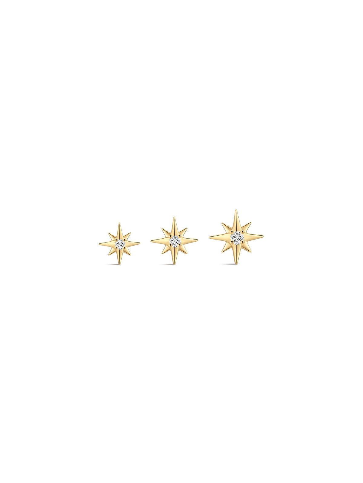 KOSINER 14K Solid Gold Delicate Octagonal Star Flat Back Stud