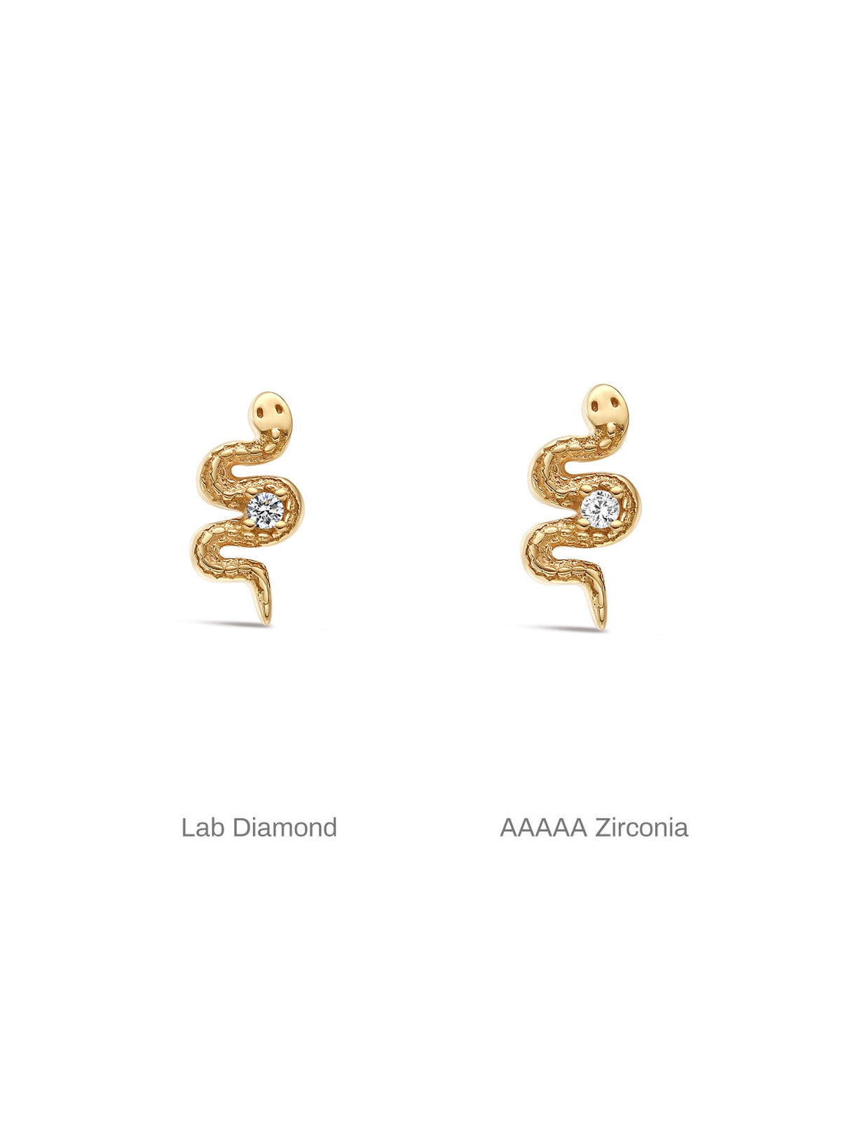 KOSINER 14K Solid Gold Delicate Textured Snake Flat Back Stud