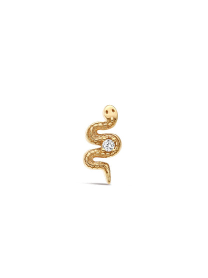 KOSINER 14K Solid Gold Delicate Textured Snake Flat Back Stud