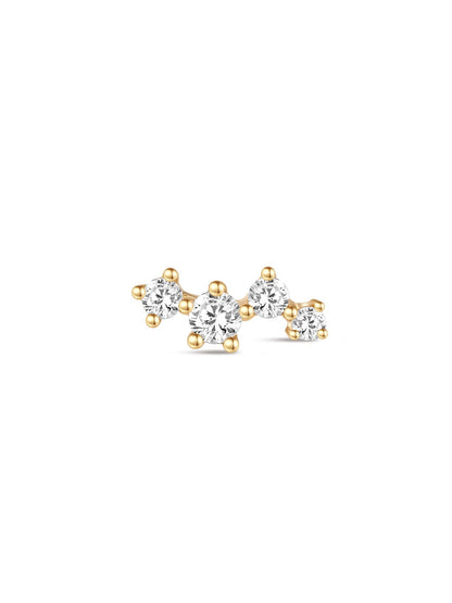 KOSINER 14K Solid Gold Delicate Four-Point Cluster Flat Back Stud