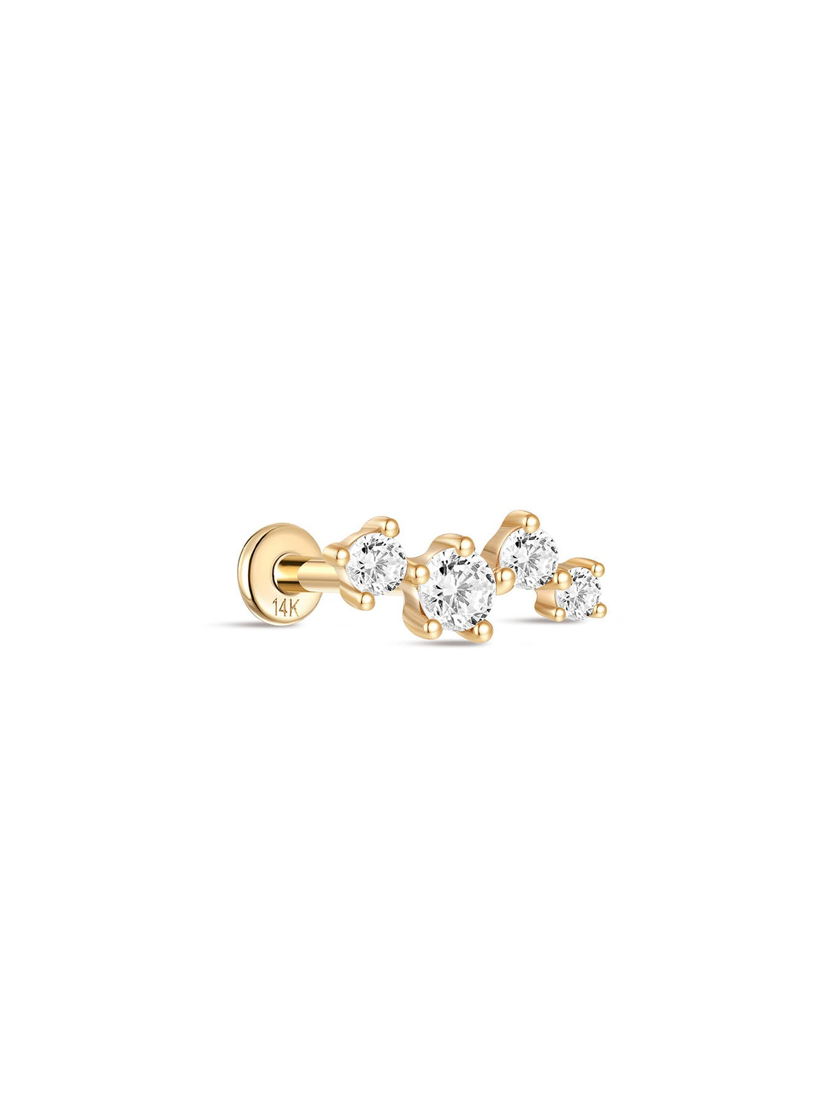 KOSINER 14K Solid Gold Delicate Four-Point Cluster Flat Back Stud