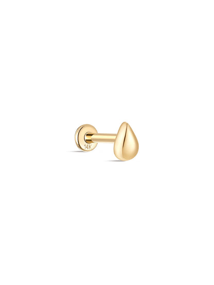 KOSINER 14K Solid Gold Minimalist Teardrop Flat Back Stud