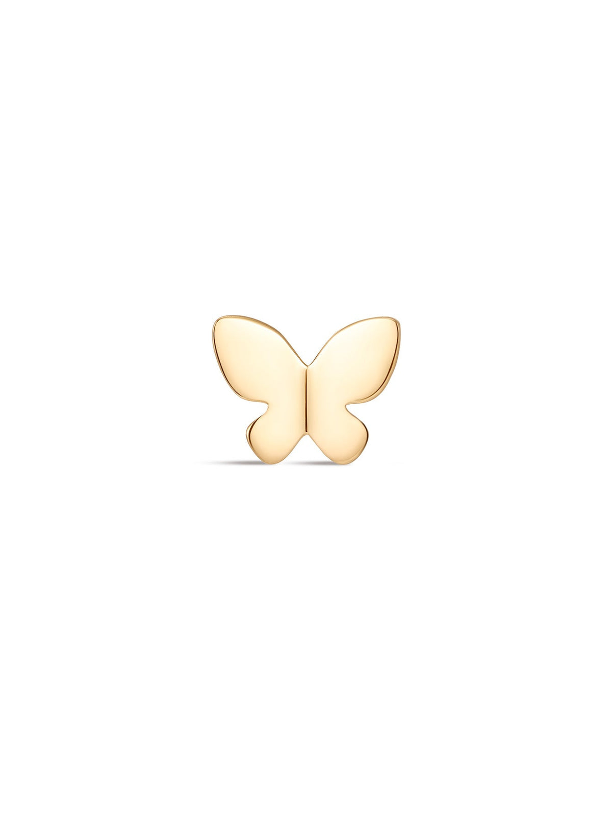 KOSINER 14K Solid Gold Minimalist Glossy Butterfly Flat Back Stud