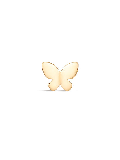 KOSINER 14K Solid Gold Minimalist Glossy Butterfly Flat Back Stud