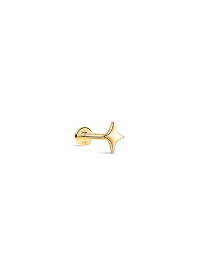 KOSINER 14K Solid Gold Glossy Star Flat Back Stud