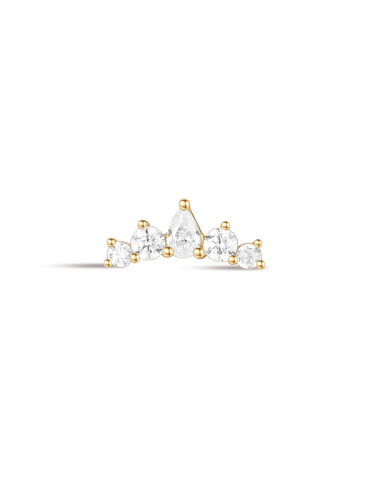 KOSINER 14K Solid Gold Elegant Crown Flat Back Stud