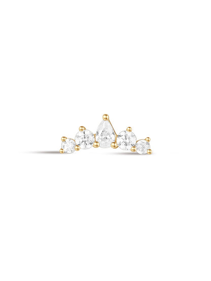 KOSINER 14K Solid Gold Elegant Crown Flat Back Stud