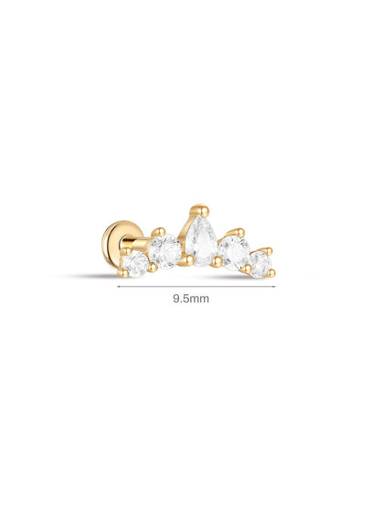 KOSINER 14K Solid Gold Elegant Crown Flat Back Stud