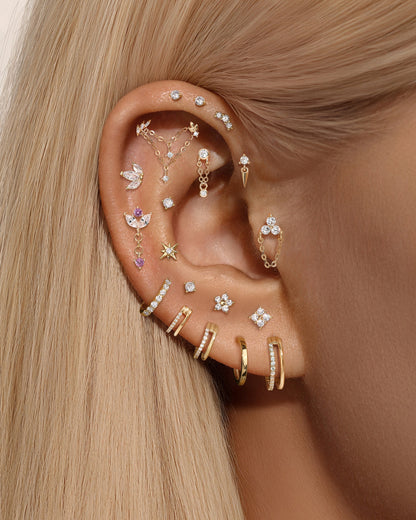 KOSINER 14K Solid Gold Delicate Double-Layer Hoop