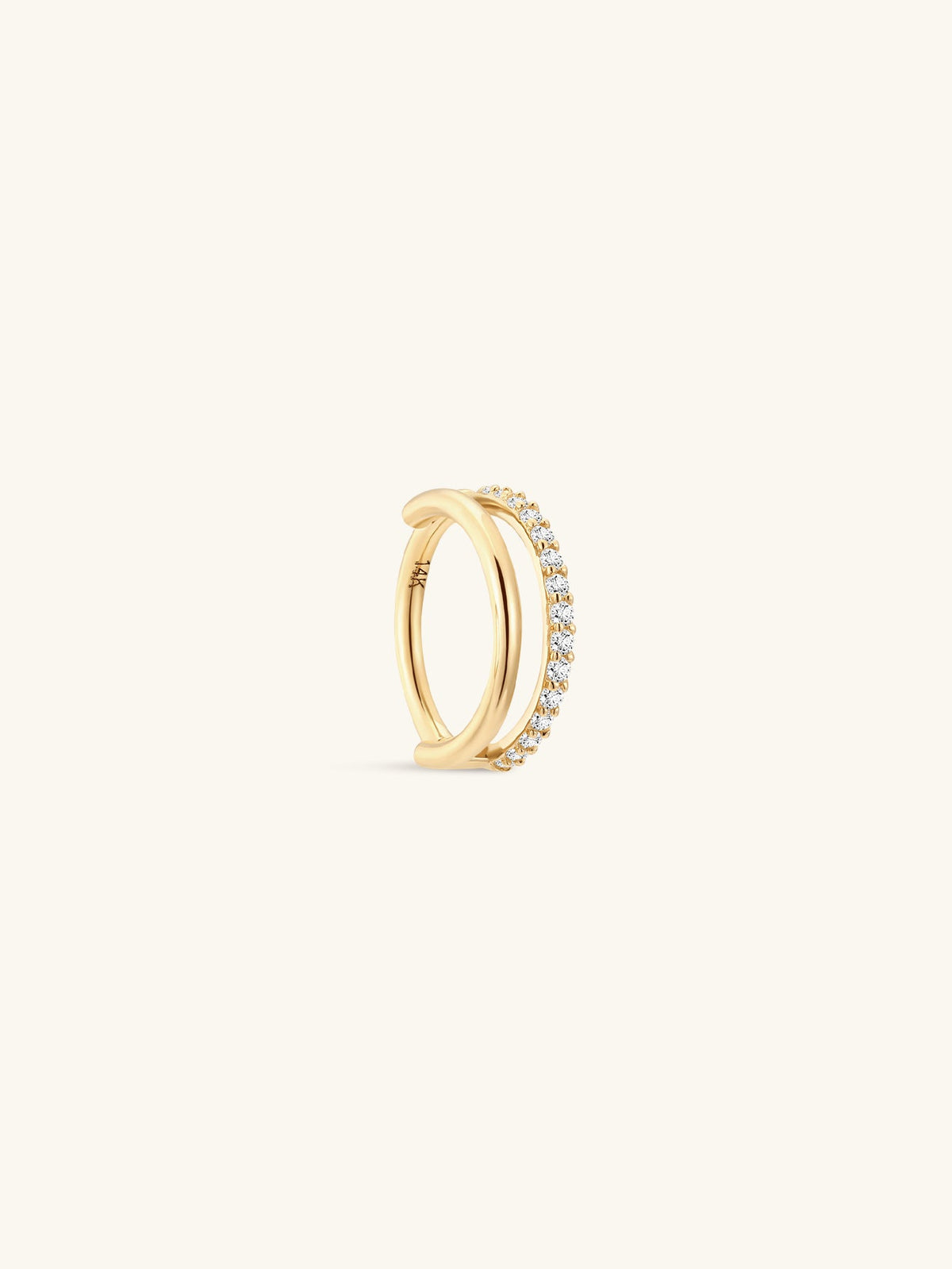 KOSINER 14K Solid Gold Delicate Double-Layer Hoop