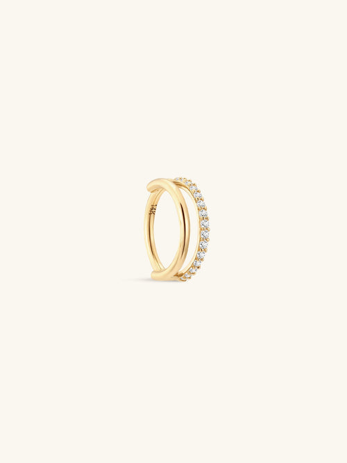 KOSINER 14K Solid Gold Delicate Double-Layer Hoop