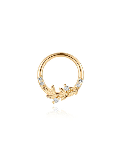 KOSINER 14K Solid Gold Elegant Marquise Cluster Daith Clicker