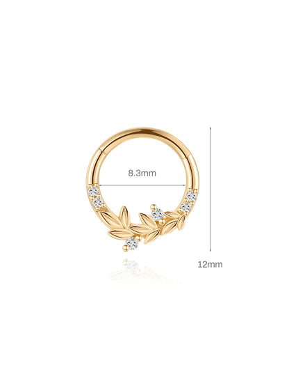 KOSINER 14K Solid Gold Elegant Marquise Cluster Daith Clicker