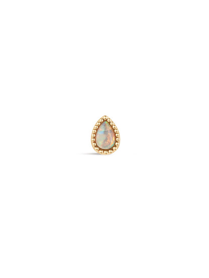 KOSINER 14K Solid Gold Elegant Pear Opal Flat Back Stud