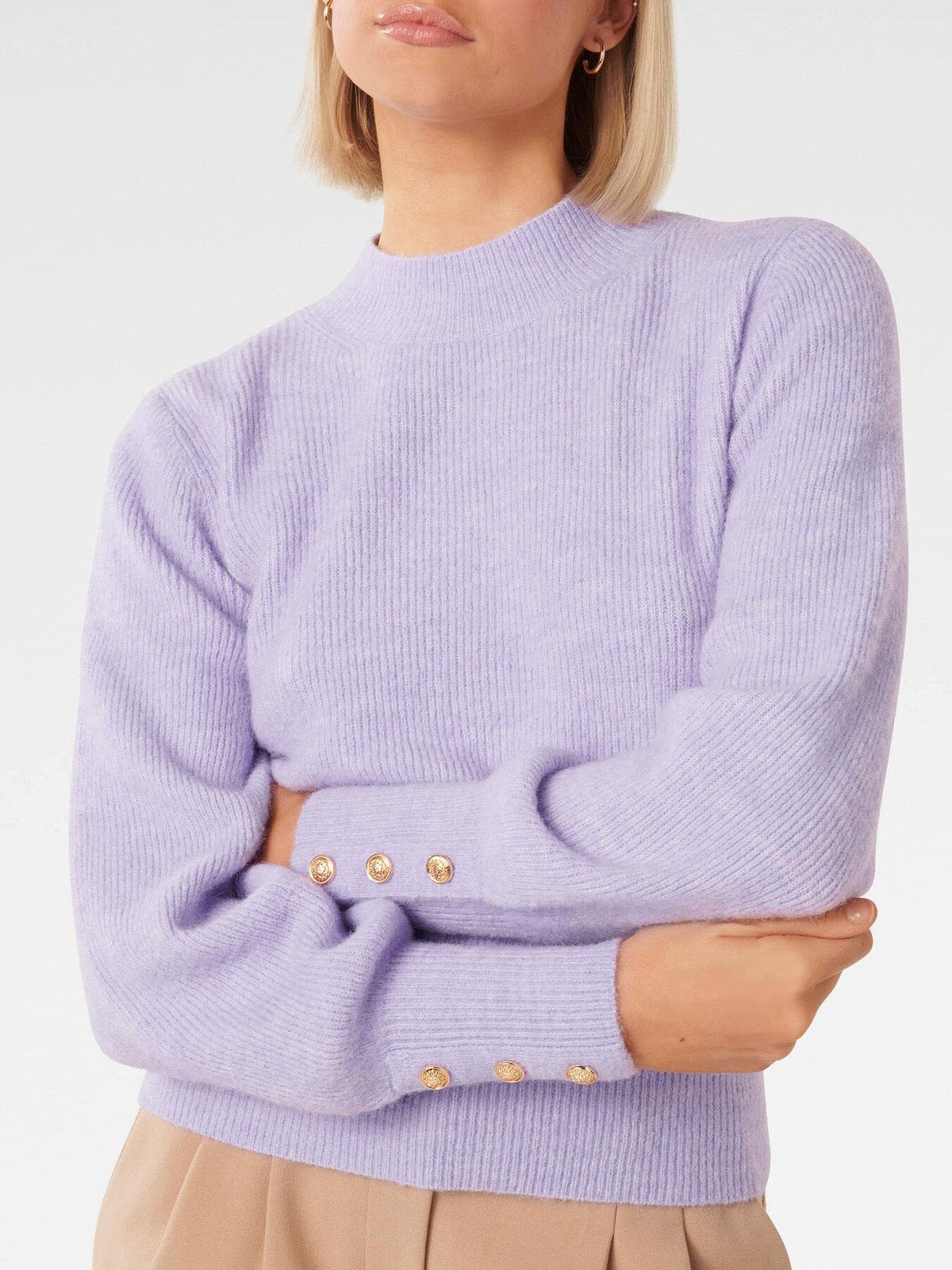 Fearne Crew Neck Button Cuff Jumper