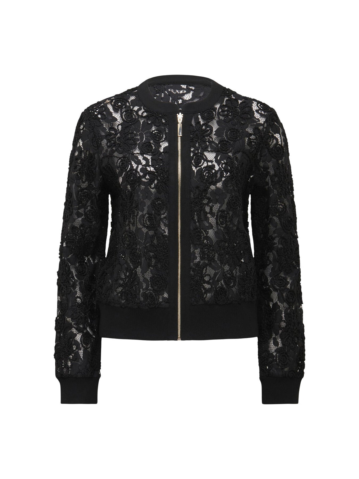Riley Lace Mixed Knit Bomber Jacket