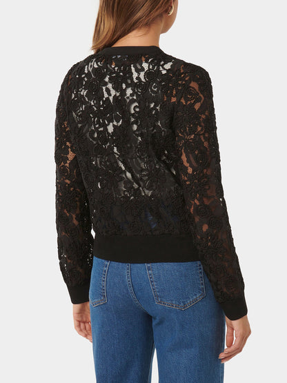 Riley Lace Mixed Knit Bomber Jacket