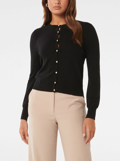 Morgan Basic Crew Knit Cardigan