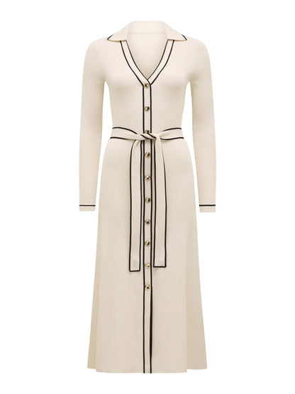 Adeline Tipped Knitted Midi Dress