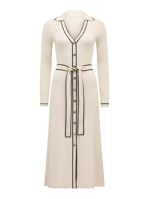Adeline Tipped Knitted Midi Dress