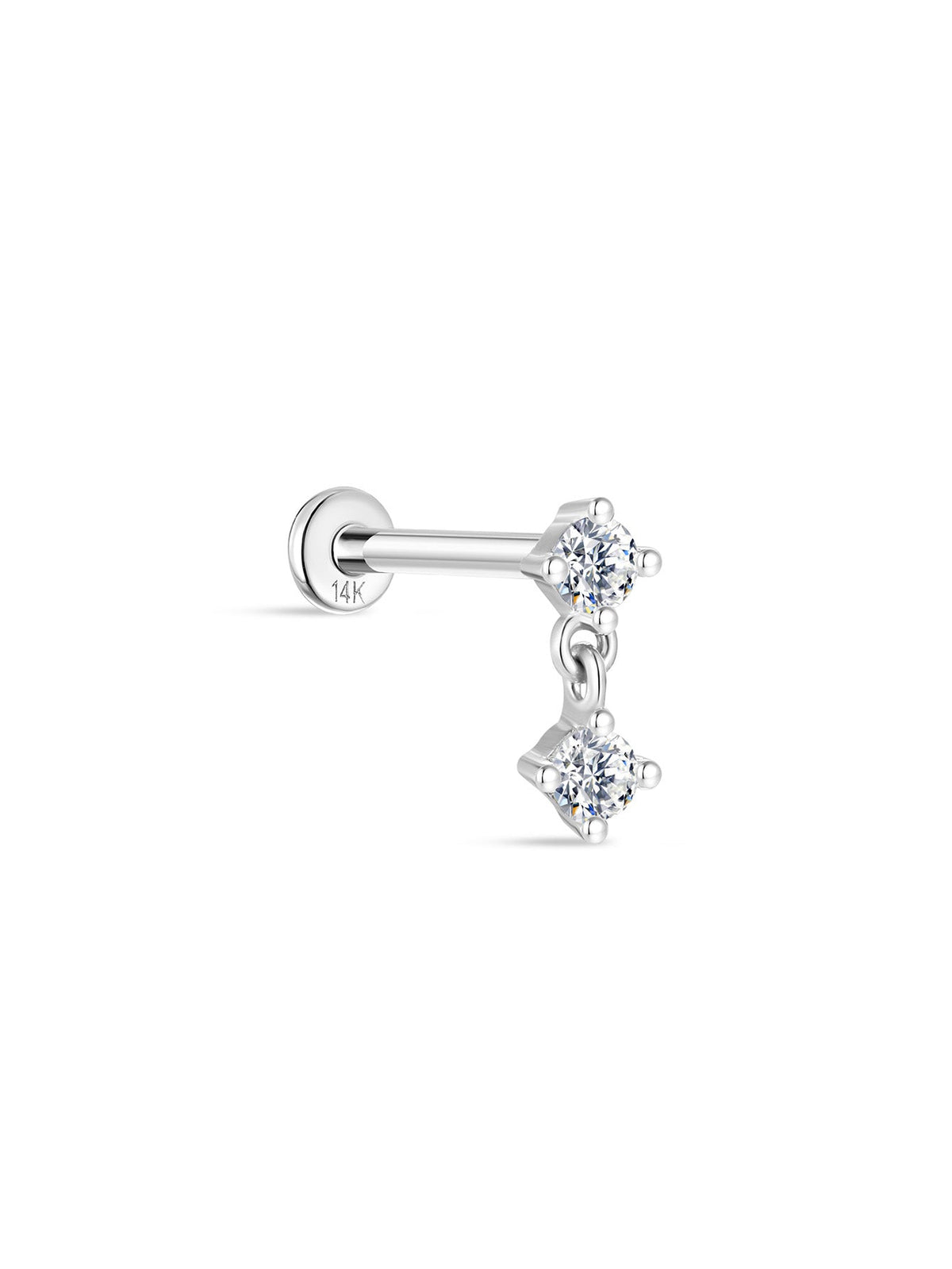 KOSINER 14K Solid Gold Minimalist Pendant Flat Back Stud