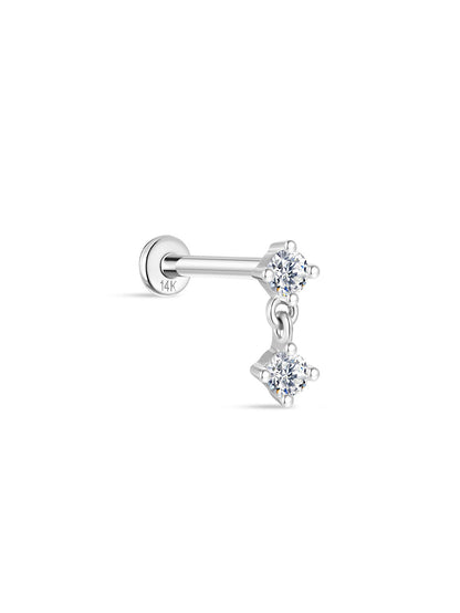 KOSINER 14K Solid Gold Minimalist Pendant Flat Back Stud