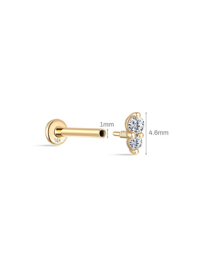 KOSINER 14K Solid Gold Dual Birthstone Flat Back Stud