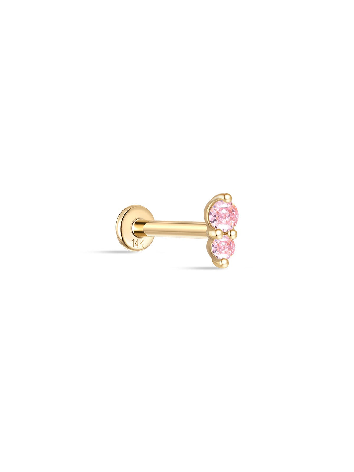 KOSINER 14K Solid Gold Dual Birthstone Flat Back Stud