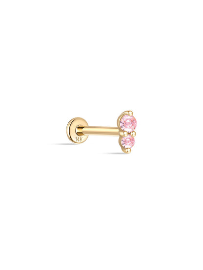 KOSINER 14K Solid Gold Dual Birthstone Flat Back Stud