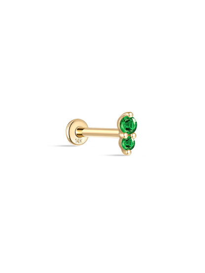 KOSINER 14K Solid Gold Dual Birthstone Flat Back Stud