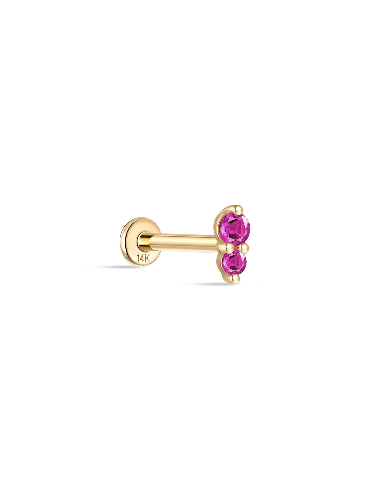 KOSINER 14K Solid Gold Dual Birthstone Flat Back Stud