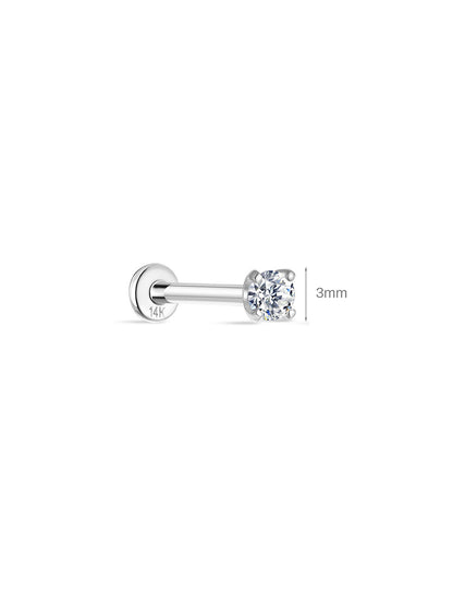 KOSINER 14K Solid Gold Minimalist 3MM Flat Back Stud