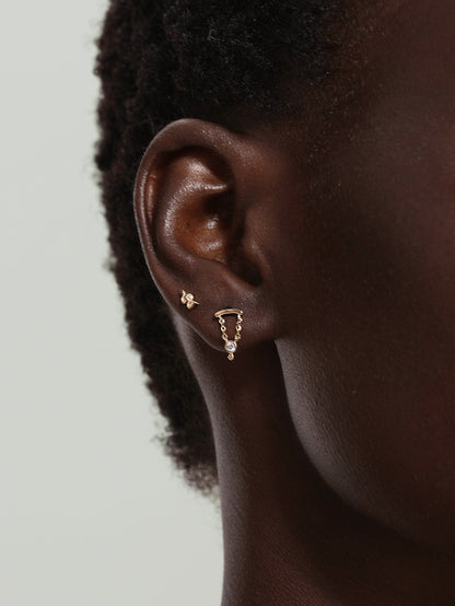 KOSINER 14K Solid Gold Delicate Textured Snake Flat Back Stud