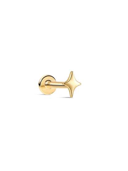 KOSINER 14K Solid Gold Glossy Star Flat Back Stud