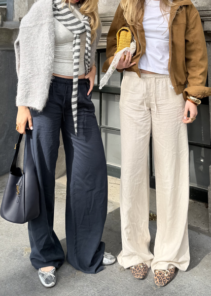 Low waist linnen pants (tall) crème