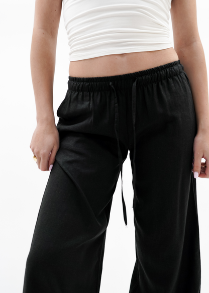 Low waist linnen pants (tall) black