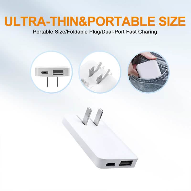 2-Pack Ultra-Slim 30W USB-C & USB-A Dual-Port Fast Charger
