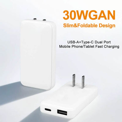 2-Pack Ultra-Slim 30W USB-C & USB-A Dual-Port Fast Charger