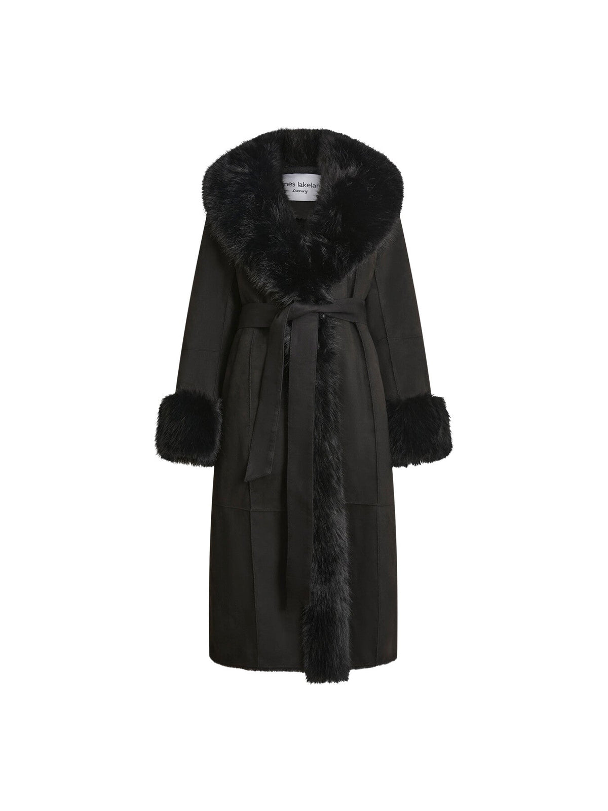 Faux Fur Cuff Belted Coat